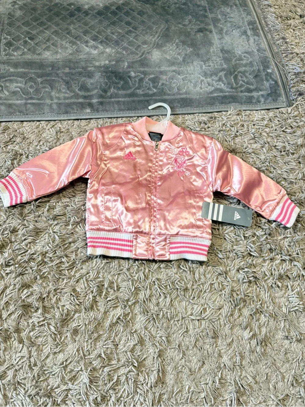 adidas Light Pink Satin Kids' Bomber Jacket